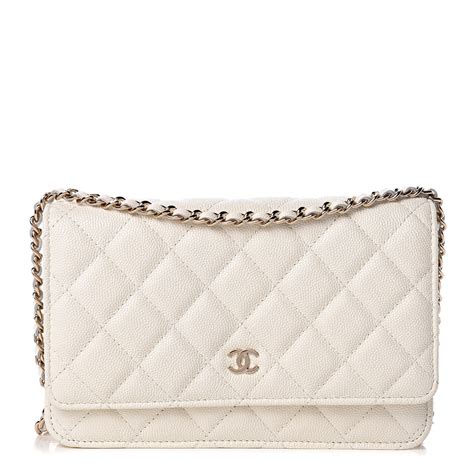 CHANEL Caviar Quilted Wallet On Chain WOC White